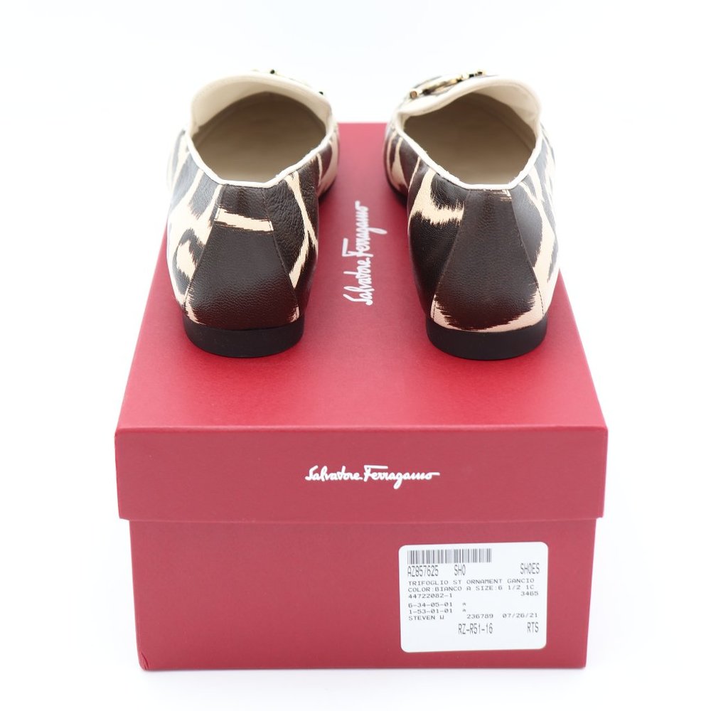 NIB Salvatore Ferragamo Trifoglio Gancini Bit Leopard Print Loafers Flats - Picture 6 of 16